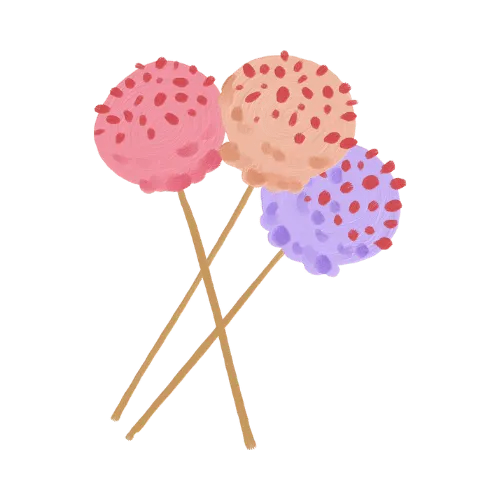 three lollipops cover in sweets 